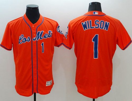 Mets #1 Mookie Wilson Orange Flexbase Authentic Collection Los Mets Stitched MLB Jersey